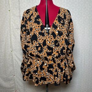 NWT Eloquii Elements Peplum Cheetah Print Top Size 18